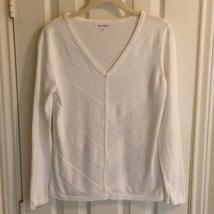 Calvin Klein Off-White V-Neck Sweater